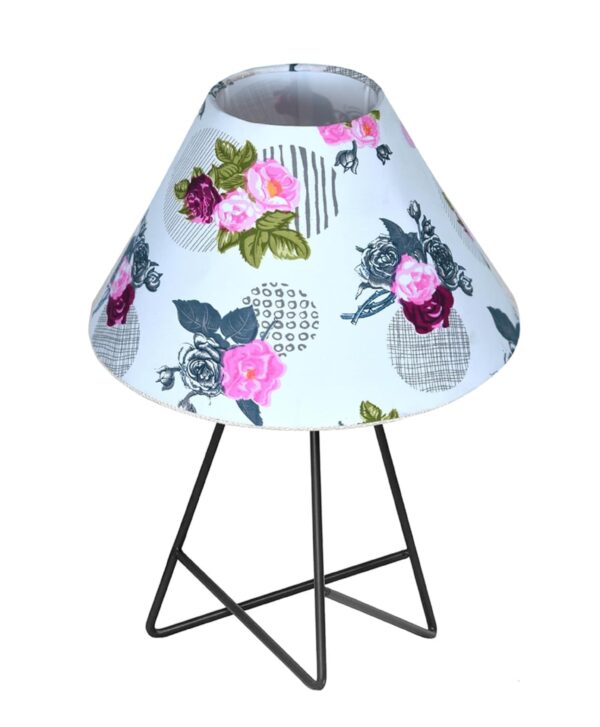 Modern Table Lamp with Iron Tripod Base and Pleated Fabric Shade – Warm Light for Bedroom, Living Room, or Study Desk(Rose) - Image 4