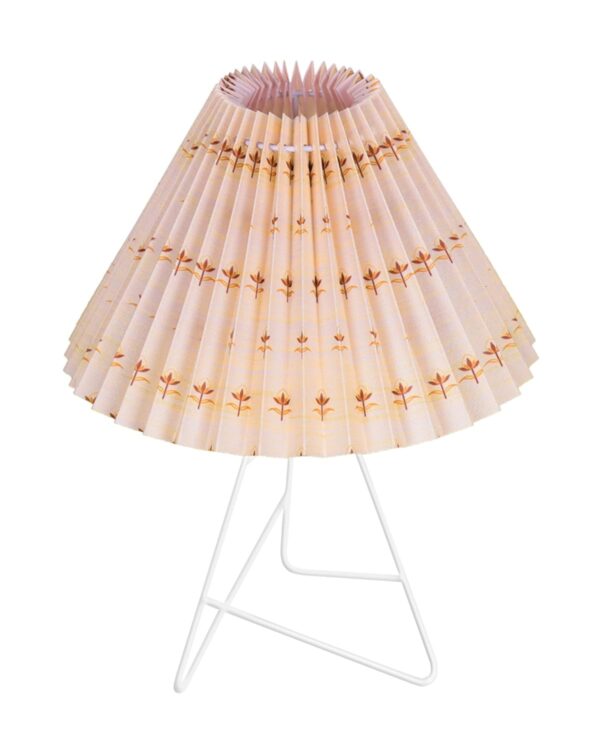 Modern Table Lamp with Iron Tripod Base and Pleated Fabric Shade – Warm Light for Bedroom, Living Room, or Study Desk(Floral Petal) - Image 4