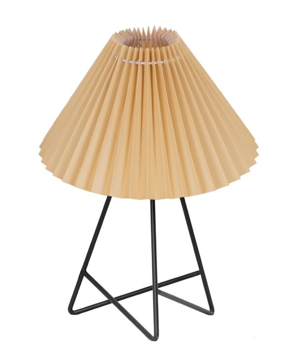 Modern Table Lamp with Iron Tripod Base and Pleated Fabric Shade – Warm Light for Bedroom, Living Room, or Study Desk(Hazelnut Shade) - Image 4