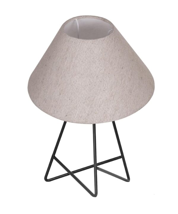 Modern Table Lamp with Iron Tripod Base and Pleated Fabric Shade – Warm Light for Bedroom, Living Room, or Study Desk(Jute Cone) - Image 3