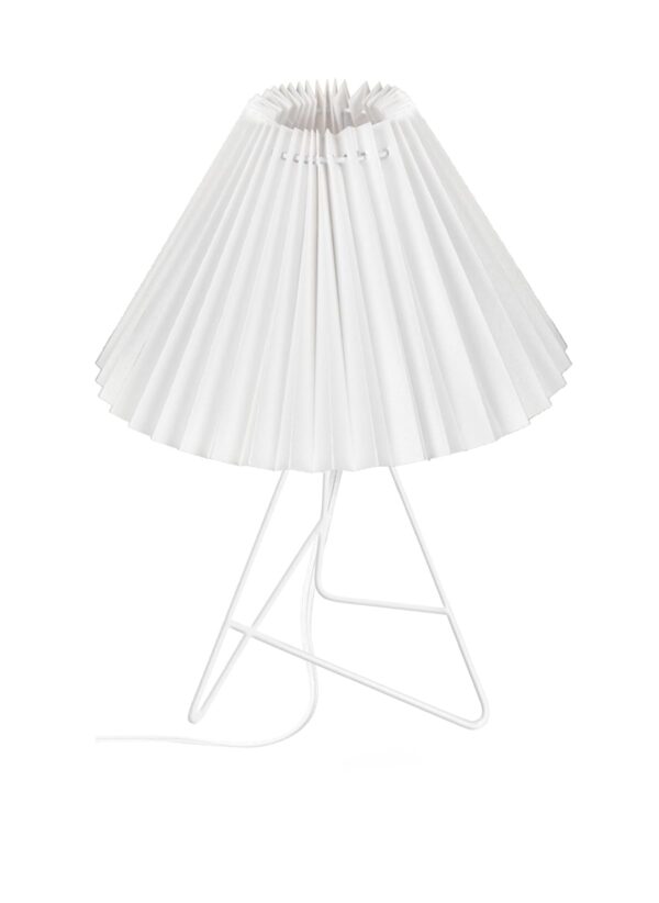 Modern Table Lamp with Iron Tripod Base and Pleated Fabric Shade – Warm Light for Bedroom, Living Room, or Study Desk(White) - Image 4