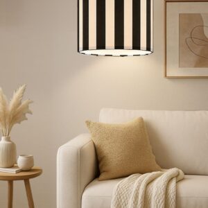 17-Inch Black and White Striped Lamp Shade – Modern Light Fixture for Entryway, Dining Room or Hallway, Home Lighting Decor