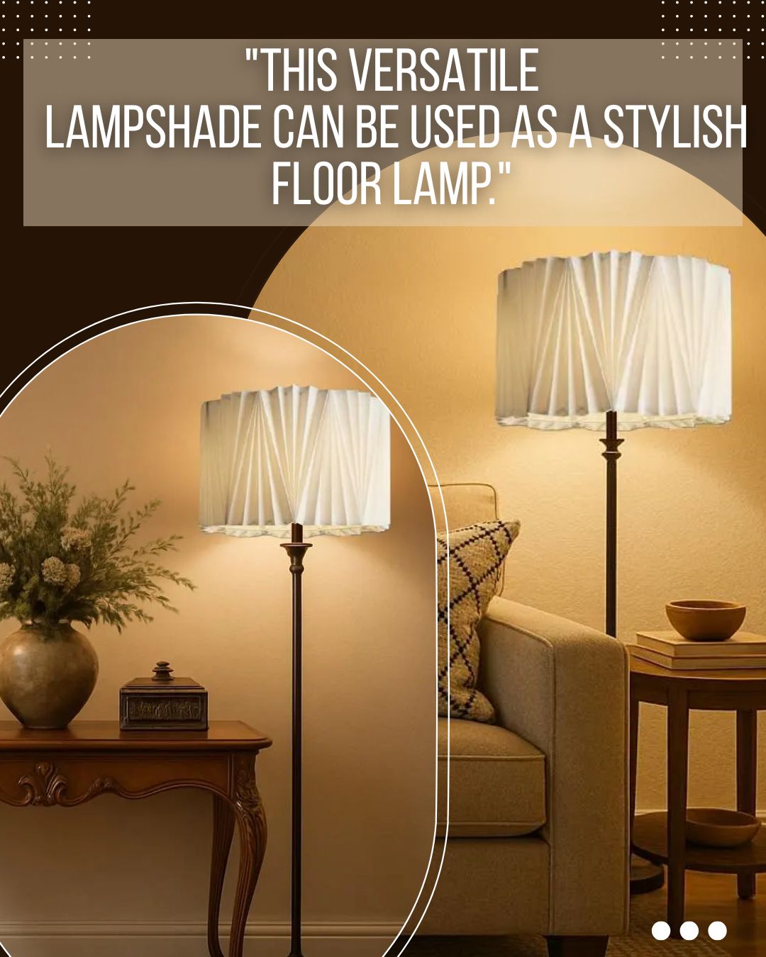 17-Inch Pleated Fabric Lampshade – Modern  Light for Home Office, Bedroom or Living Room – Soft Ambient Drum Ceiling Light Fixture - Image 6