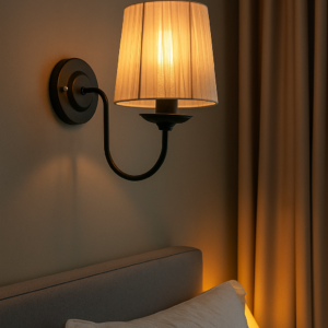 Modern Wall Sconce with Pleated Shade – Minimalist Wall Lamp for Bedroom, Hallway & Living Room Decor - White (Pack of 1)