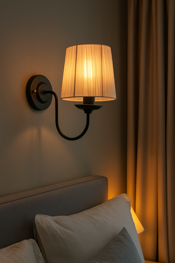 Modern Wall Sconce with Pleated Shade – Minimalist Wall Lamp for Bedroom, Hallway & Living Room Decor - White (Pack of 1)