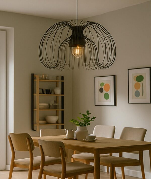Modern Wire Frame Pendant Light – Artistic Sculptural Ceiling Lamp for Living Room, Dining Room, Kitchen or Entryway Decor - Image 7