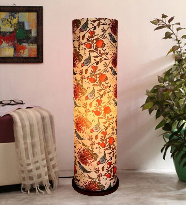 Wooden Base Cylinder Shape Corner Decorative Floor Lamp, Bird Shade- Pack Of 1 - Image 5