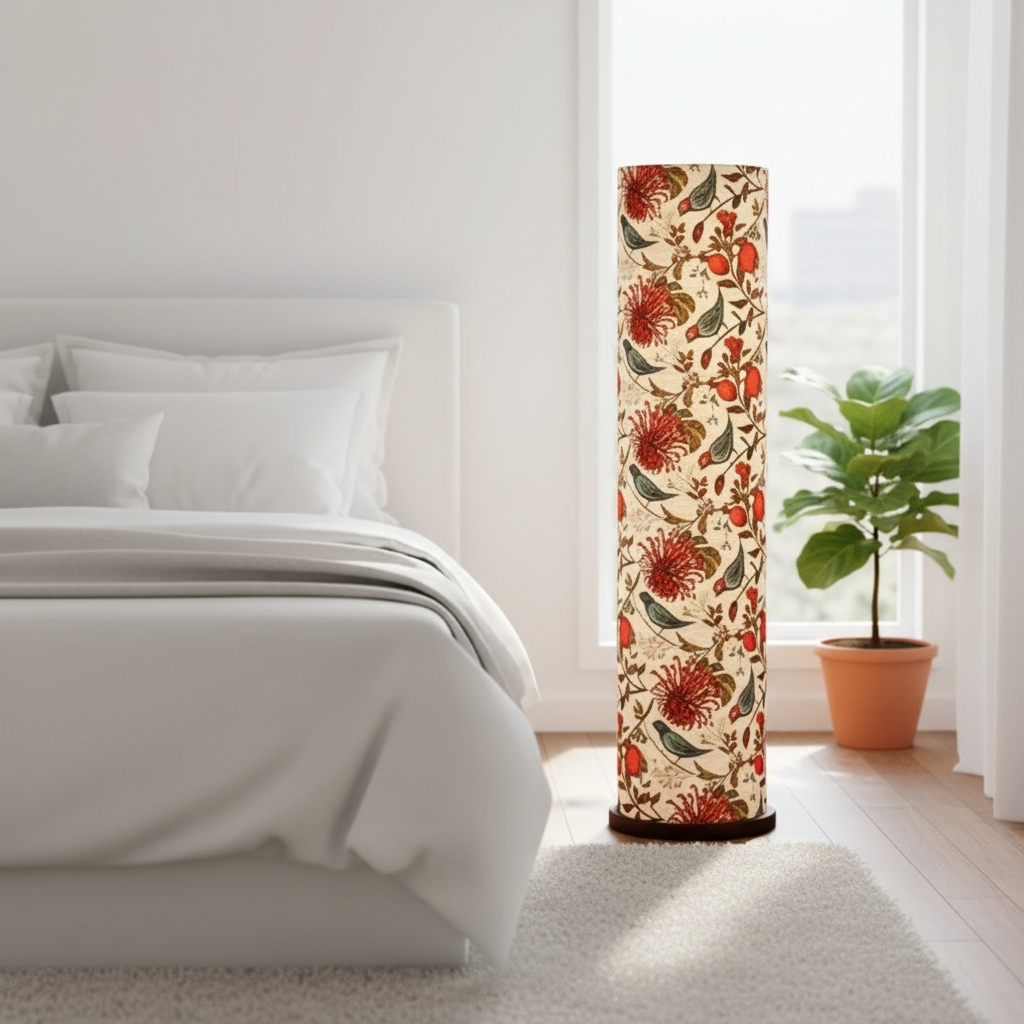 Wooden Base Cylinder Shape Corner Decorative Floor Lamp, Bird Shade- Pack Of 1 - Image 9