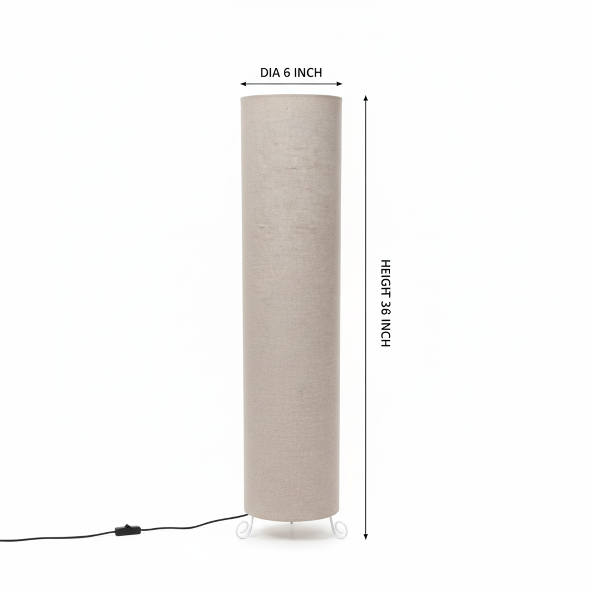 Cylinder Shape Floor Lamp with Metal Base – Modern Corner Light (BEIGE) - Image 2