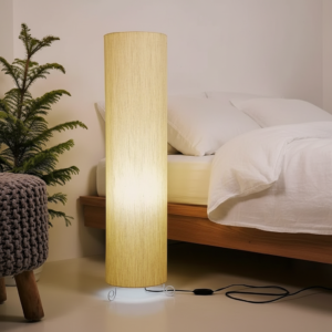 BTR CRAFTS Cylinder Shape Floor Lamp with Metal Base – Modern Corner Light (BEIGE)