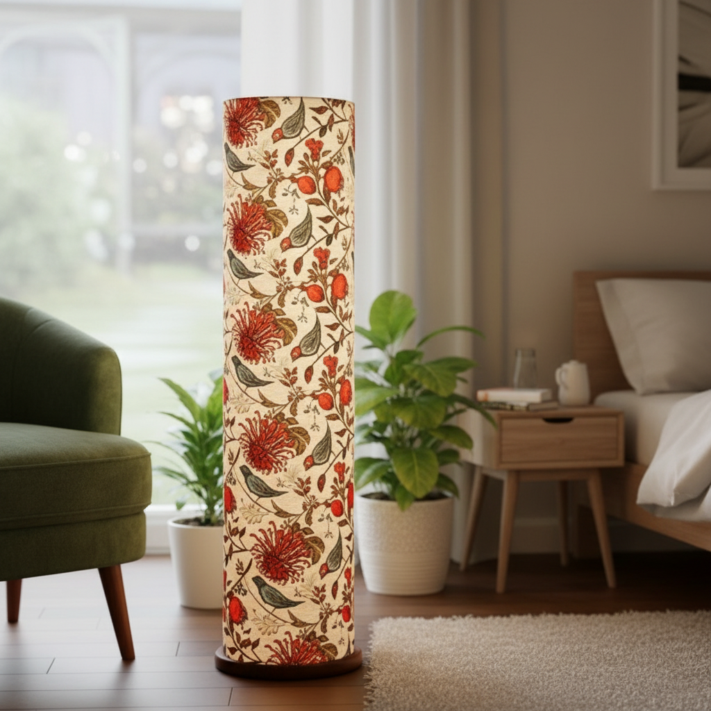 Wooden Base Cylinder Shape Corner Decorative Floor Lamp, Bird Shade- Pack Of 1 - Image 11