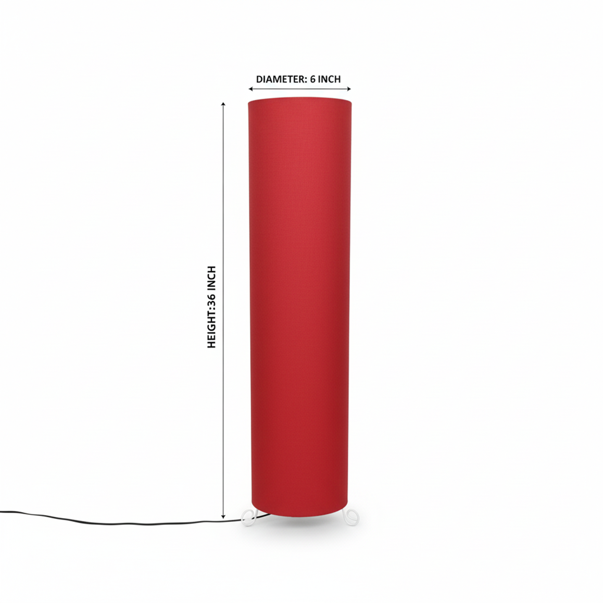 Cylinder Shape Floor Lamp with Metal Base – Modern Corner Light (RED) - Image 2