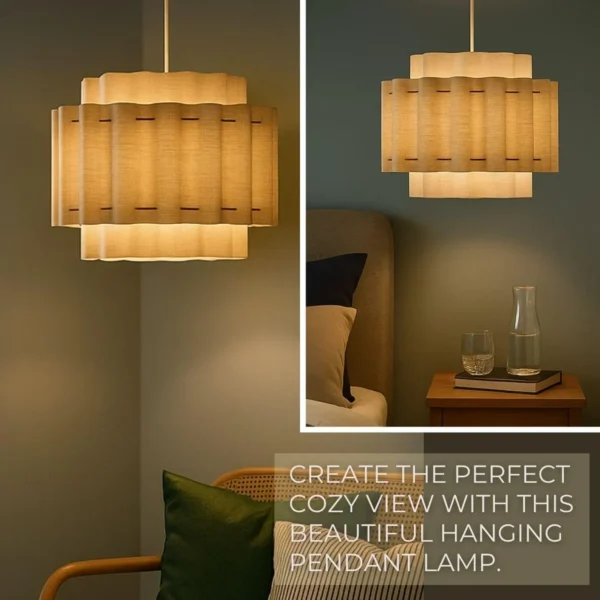 Scandinavian Wavy Fabric Pendant Light – Modern Ceiling Lamp for Bedroom, Dining Room, Japandi or Minimalist Decor - Image 5