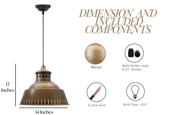 Modern Industrial Metal Pendant Light – Rustic Hanging Ceiling Lamp for Kitchen Island, Dining Room, Living Room & Entryway Decor - Image 3