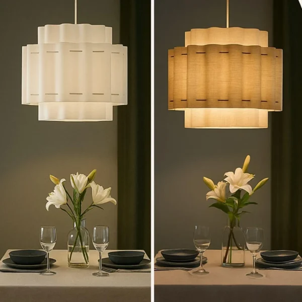 Scandinavian Wavy Fabric Pendant Light – Modern Ceiling Lamp for Bedroom, Dining Room, Japandi or Minimalist Decor - Image 3