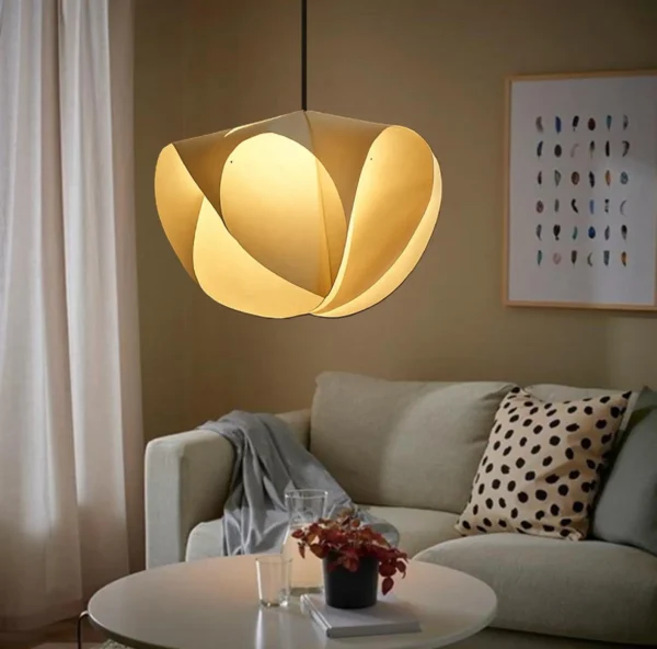 20-Inch Sculptural Pendant Lamp – Organic Modern Light for Living Room, Bedroom or Dining – Soft Glow Flower-Shaped Ceiling Light Fixture - Image 4
