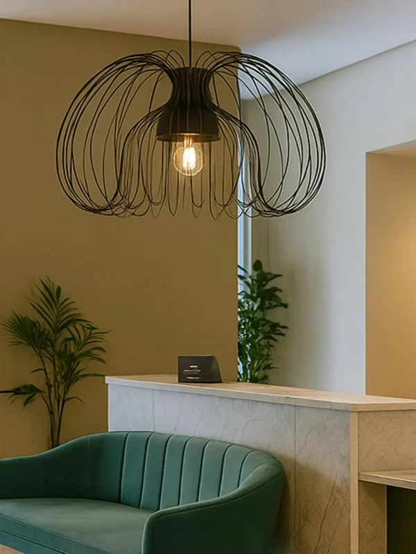 Modern Wire Frame Pendant Light – Artistic Sculptural Ceiling Lamp for Living Room, Dining Room, Kitchen or Entryway Decor - Image 4