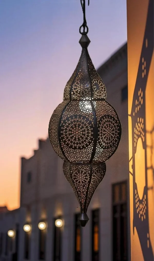 Turkish Moroccan Crescent Mosaic Pendant Lamp – Vintage Arabian Hanging Lantern – Handmade Oriental Home Lantern & Gift, Vintage Antique - Image 6