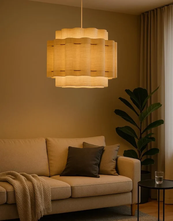 Scandinavian Wavy Fabric Pendant Light – Modern Ceiling Lamp for Bedroom, Dining Room, Japandi or Minimalist Decor - Image 9