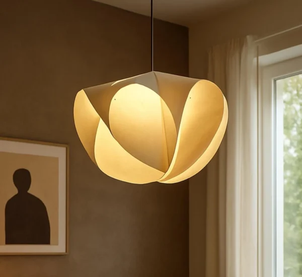 20-Inch Sculptural Pendant Lamp – Organic Modern Light for Living Room, Bedroom or Dining – Soft Glow Flower-Shaped Ceiling Light Fixture - Image 3