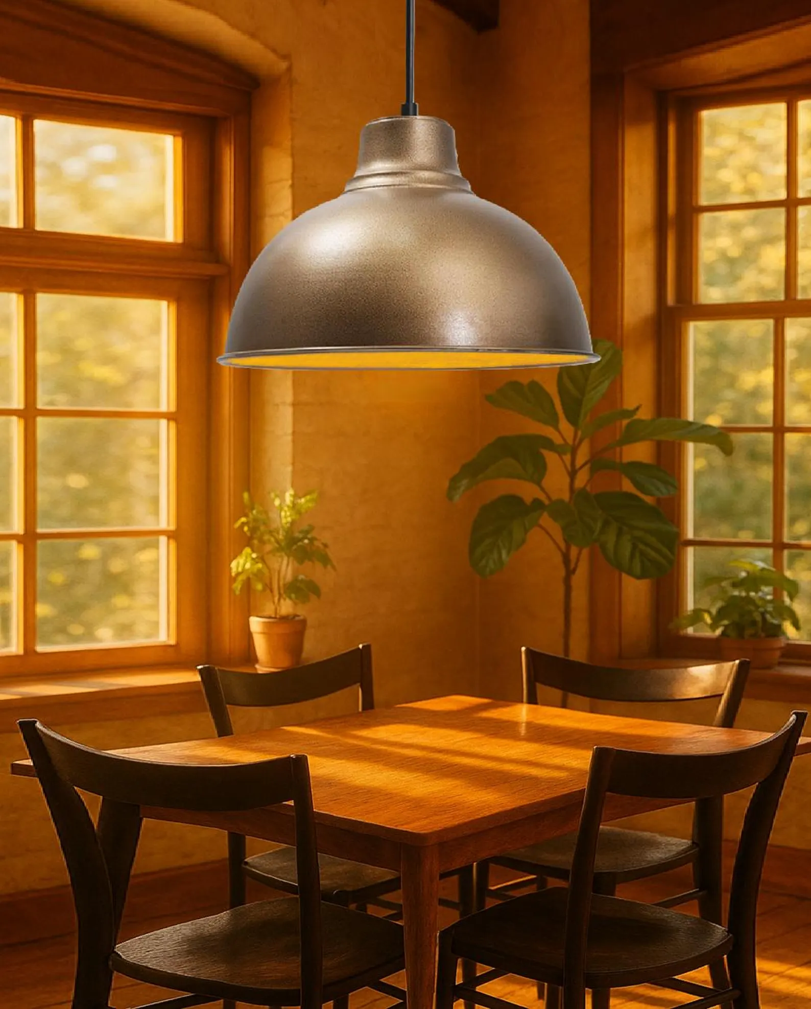 Modern Industrial Metal Pendant Light – Rustic Hanging Ceiling Lamp for Kitchen Island, Dining Room, Living Room, or Entryway Décor