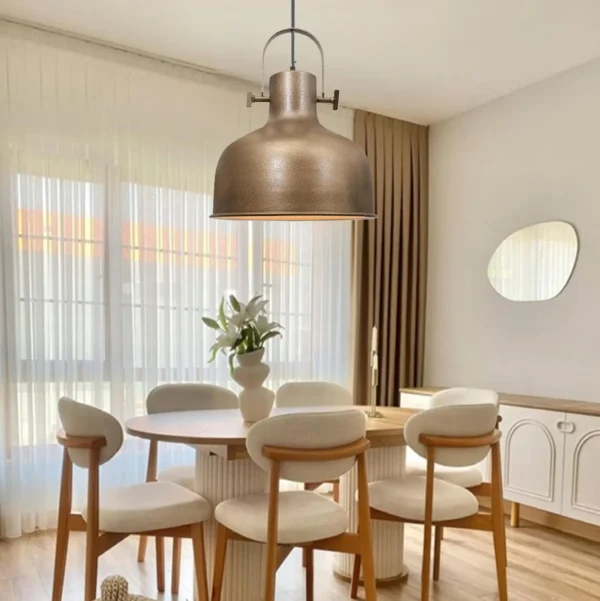 Modern Industrial Metal Pendant Light – Rustic Hanging Ceiling Lamp for Kitchen Island, Dining Room, Living Room & Entryway Decor (Dome) - Image 4
