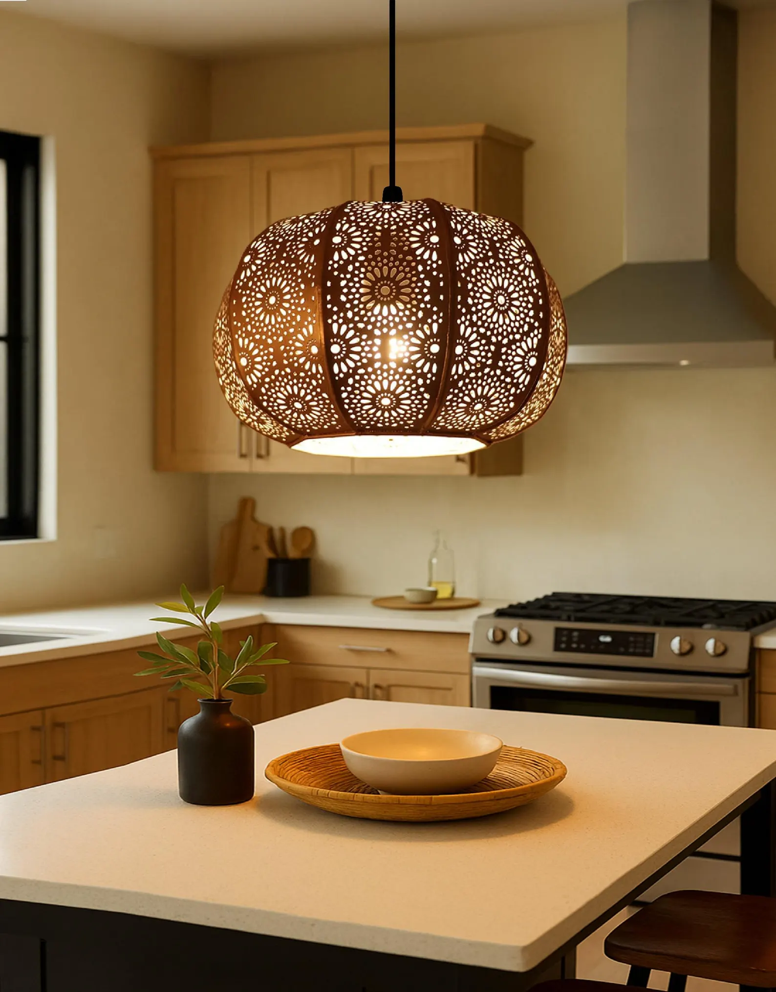 Moroccan Mosaic Hanging Lamp – Turkish Arabian Crescent Pendant Light – Vintage Antique Look Lantern for Home Decor & Gifts, Turkish Arabian