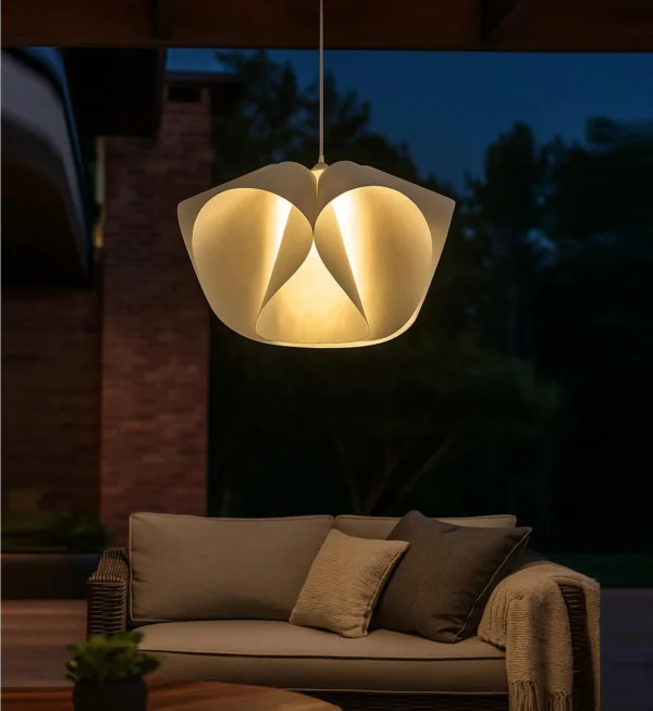 20-Inch Sculptural Pendant Lamp – Organic Modern Light for Living Room, Bedroom or Dining – Soft Glow Flower-Shaped Ceiling Light Fixture - Image 5