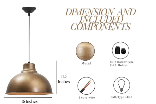Modern Industrial Metal Pendant Light – Rustic Hanging Ceiling Lamp for Kitchen Island, Dining Room, Living Room, or Entryway Décor - Image 9
