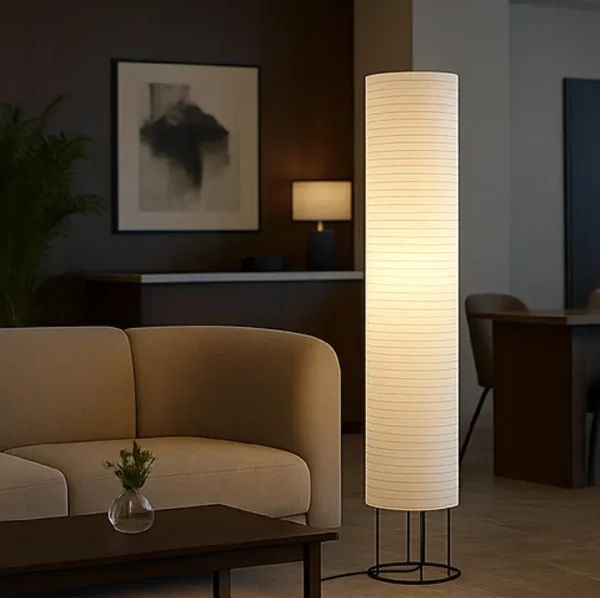 BTR CRAFTS Tall Minimalist Rice Paper Floor Lamp – Japanese Style Corner Light with Soft Ambient Glow for Modern Living Rooms - Image 2