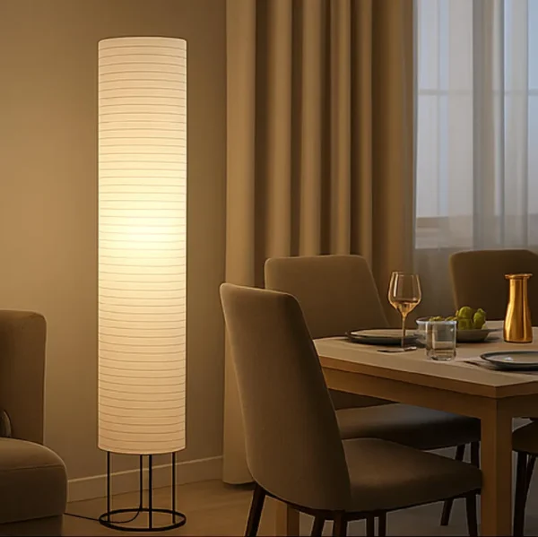 BTR CRAFTS Tall Minimalist Rice Paper Floor Lamp – Japanese Style Corner Light with Soft Ambient Glow for Modern Living Rooms - Image 6