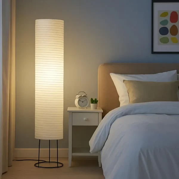 BTR CRAFTS Tall Minimalist Rice Paper Floor Lamp – Japanese Style Corner Light with Soft Ambient Glow for Modern Living Rooms - Image 9
