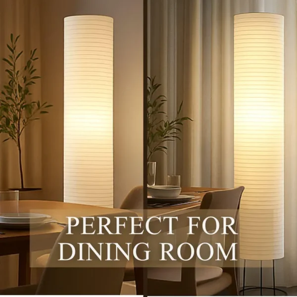 BTR CRAFTS Tall Minimalist Rice Paper Floor Lamp – Japanese Style Corner Light with Soft Ambient Glow for Modern Living Rooms - Image 4
