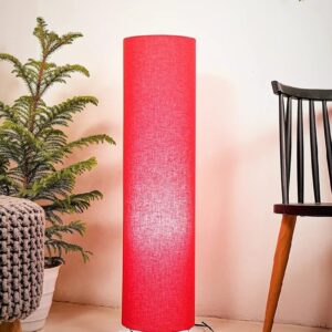 BTR CRAFTS Cylinder Shape Floor Lamp with Metal Base – Modern Corner Light (RED)