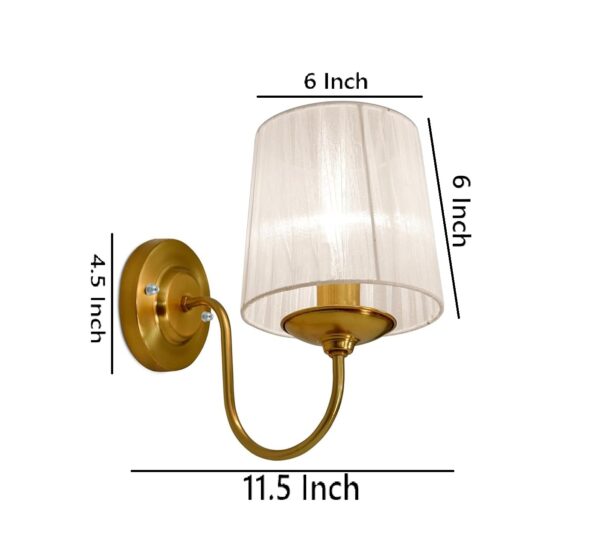 Modern Wall Sconce with Pleated Shade – Minimalist Wall Lamp for Bedroom, Hallway & Living Room Decor - White Gold (Pack of 1) - Image 5