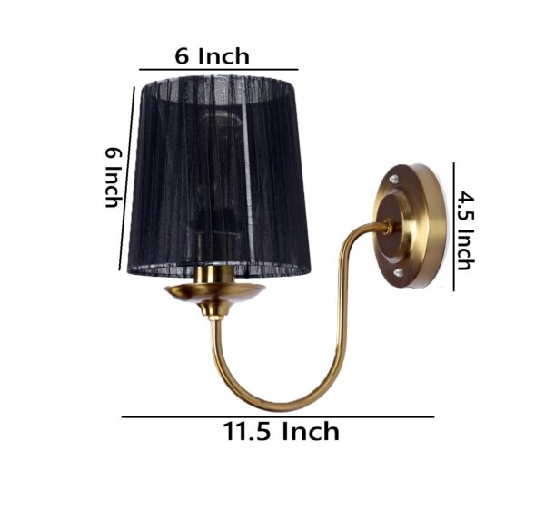 Modern Wall Sconce with Pleated Shade – Minimalist Wall Lamp for Bedroom, Hallway & Living Room Decor - Black (Pack of 1) - Image 4