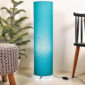 BTR CRAFTS Cylinder Shape Floor Lamp with Metal Base – Modern Corner Light (TEAL)