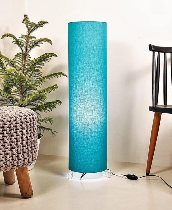 BTR CRAFTS Cylinder Shape Floor Lamp with Metal Base – Modern Corner Light (TEAL)