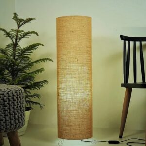 BTR CRAFTS Cylinder Shape Floor Lamp with Metal Base – Modern Corner Light (NATURAL JUTE)