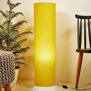 BTR CRAFTS Cylinder Shape Floor Lamp with Metal Base – Modern Corner Light (YELLOW)