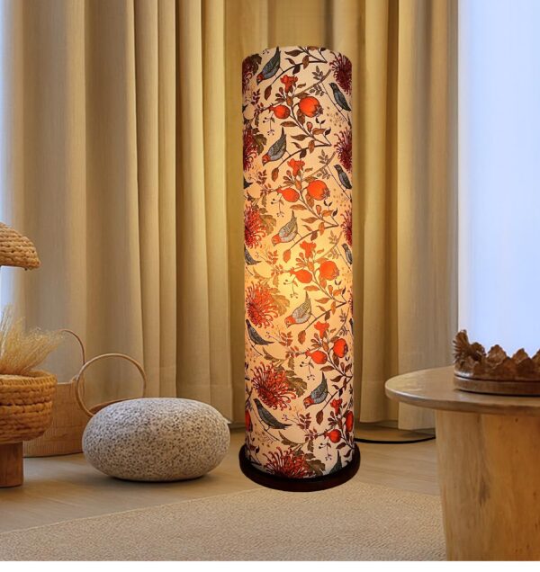 Wooden Base Cylinder Shape Corner Decorative Floor Lamp, Bird Shade- Pack Of 1 - Image 3