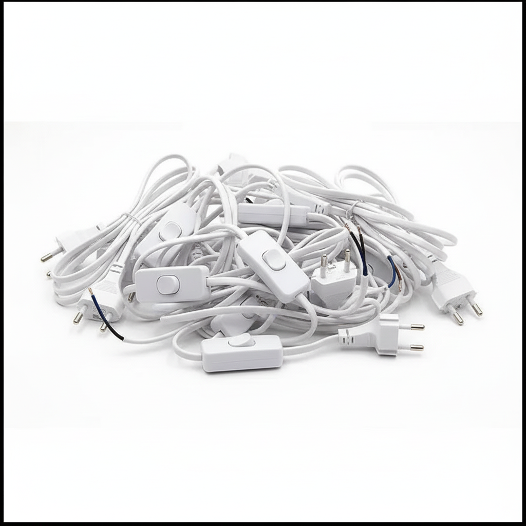 Long Copper Wire With Bed Switch On Off Button For Table Lamps (1.5 Meter, 60 Inch, White)- Set Of 50 - Image 2