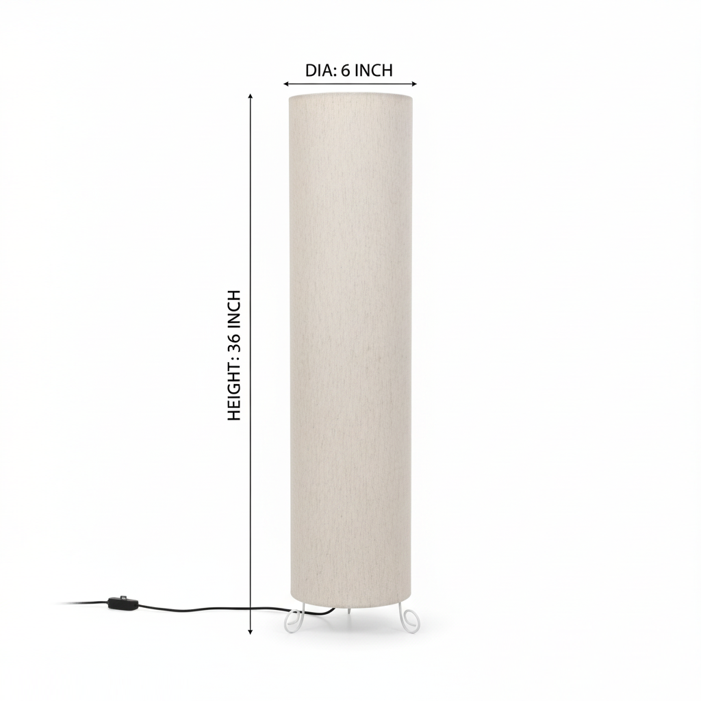 Modern Round Metal Floor Lamp with Fabric Shade - Image 9