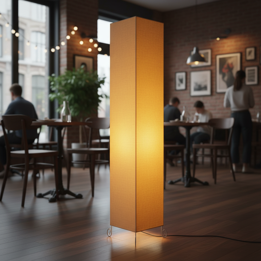Modern Yellow Square Floor Lamp with Fabric Shade – Tall Standing Corner Lamp for Living Room, Bedroom & Office – Soft Ambient Lighting Decorative Tower Light - Image 4