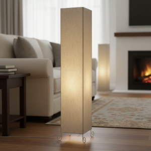 Modern Flex Square Floor Lamp with Fabric Shade – Tall Standing Corner Lamp for Living Room, Bedroom & Office – Soft Ambient Lighting Decorative Tower Light