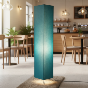 Modern Teal Square Floor Lamp with Fabric Shade – Tall Standing Corner Lamp for Living Room, Bedroom & Office – Soft Ambient Lighting Decorative Tower Light
