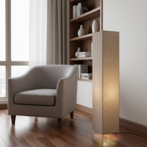 Modern Square Metal Floor Lamp with Fabric Shade