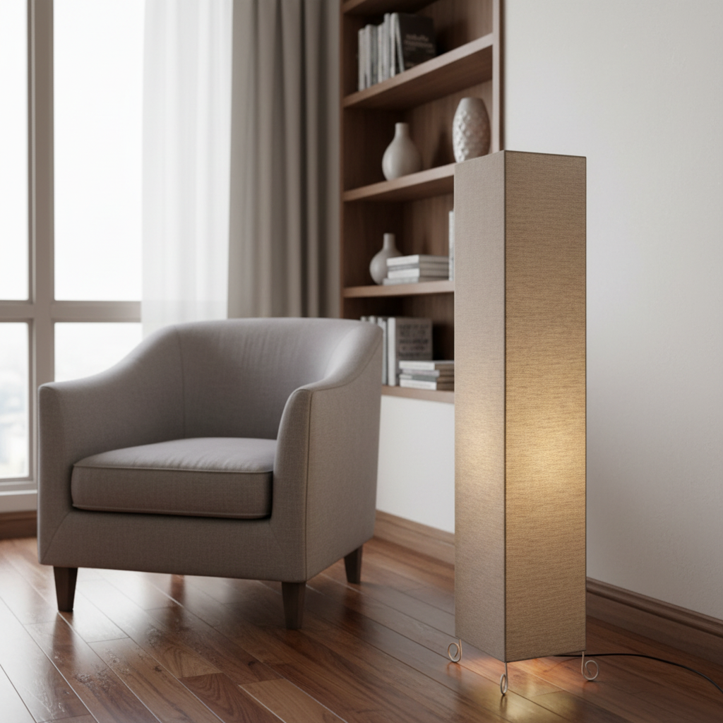 Modern Square Metal Floor Lamp with Fabric Shade