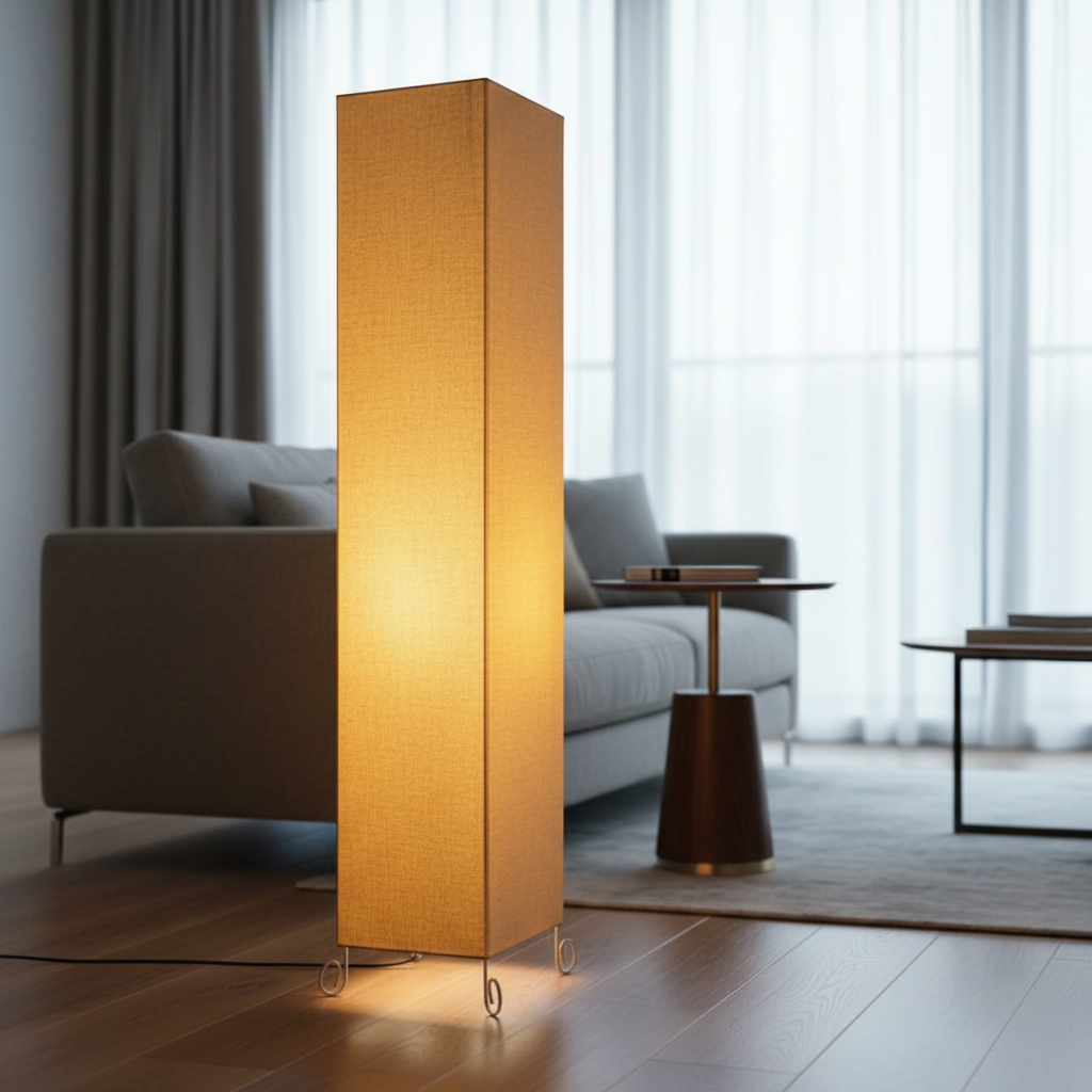 Modern Yellow Square Floor Lamp with Fabric Shade – Tall Standing Corner Lamp for Living Room, Bedroom & Office – Soft Ambient Lighting Decorative Tower Light - Image 6