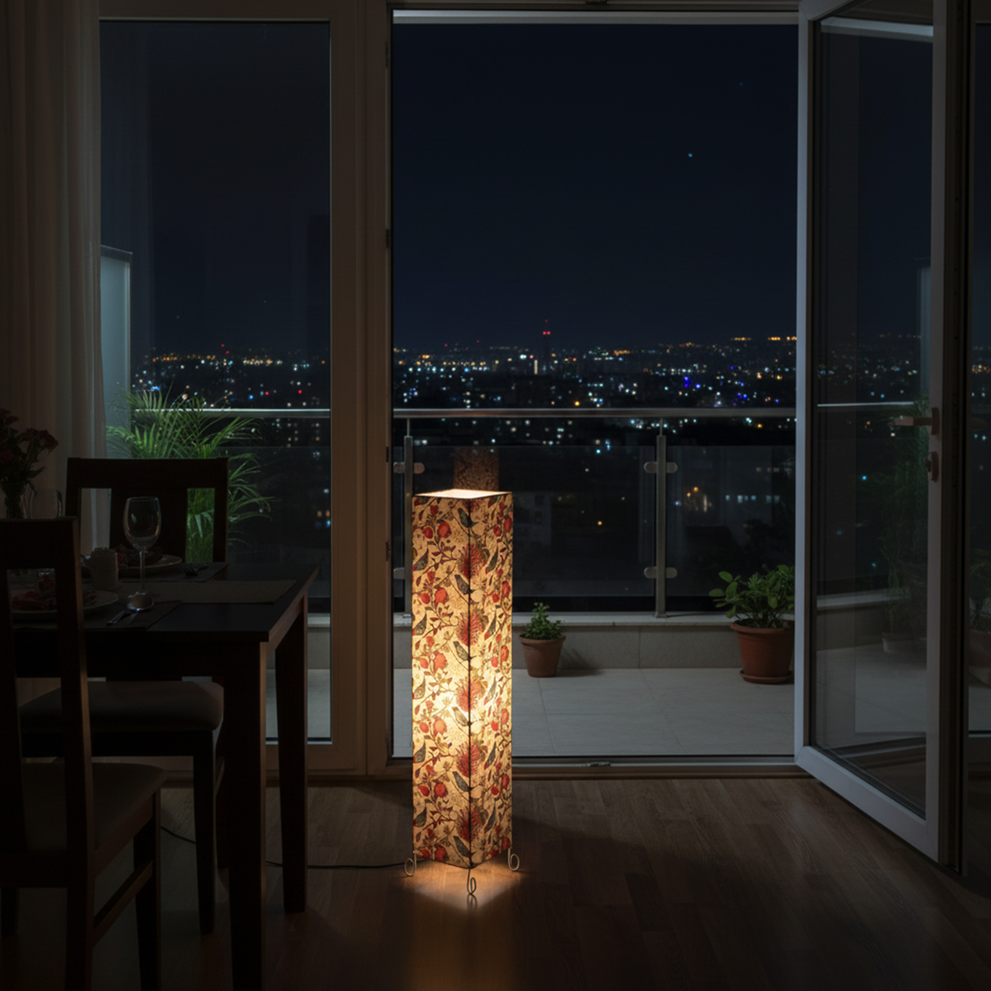 Modern Bird Floral Square Floor Lamp with Fabric Shade – Tall Standing Corner Lamp for Living Room, Bedroom & Office – Soft Ambient Lighting Decorative Tower Light - Image 4